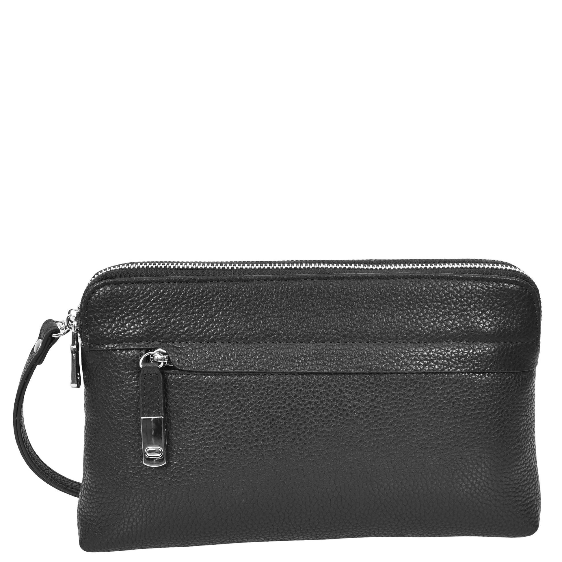 Real Leather Pouch Wrist Bag Stirling Black 2