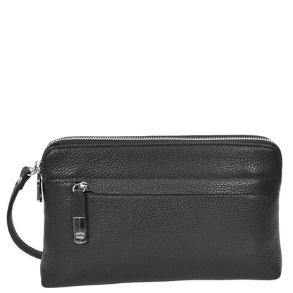 Real Leather Pouch Wrist Bag Stirling Black 2