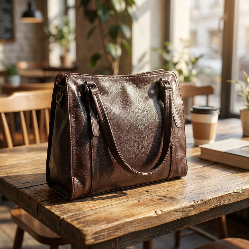 Women's Real Leather Shoulder Bag Classic 2-in-1 Adjustable Strap Timeless Design Hilda Purple