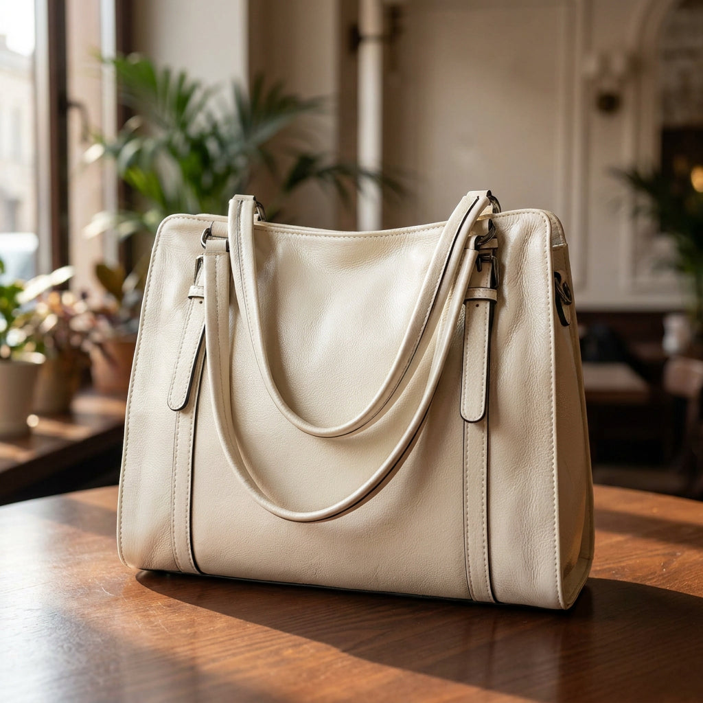 Women's Real Leather Shoulder Bag Classic 2-in-1 Adjustable Strap Timeless Design Hilda Taupe