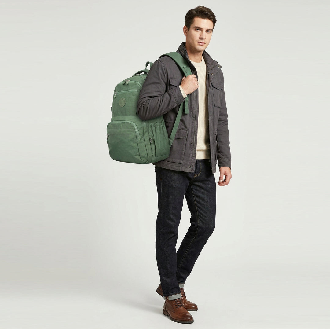 Backpack Lightweight Multiple-Compartment Rucksack with Spacious Storage Casual Use Daypack Colindale Green