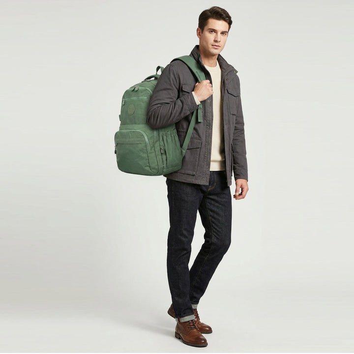 Backpack Lightweight Multiple-Compartment Rucksack with Spacious Storage Casual Use Daypack Colindale Green