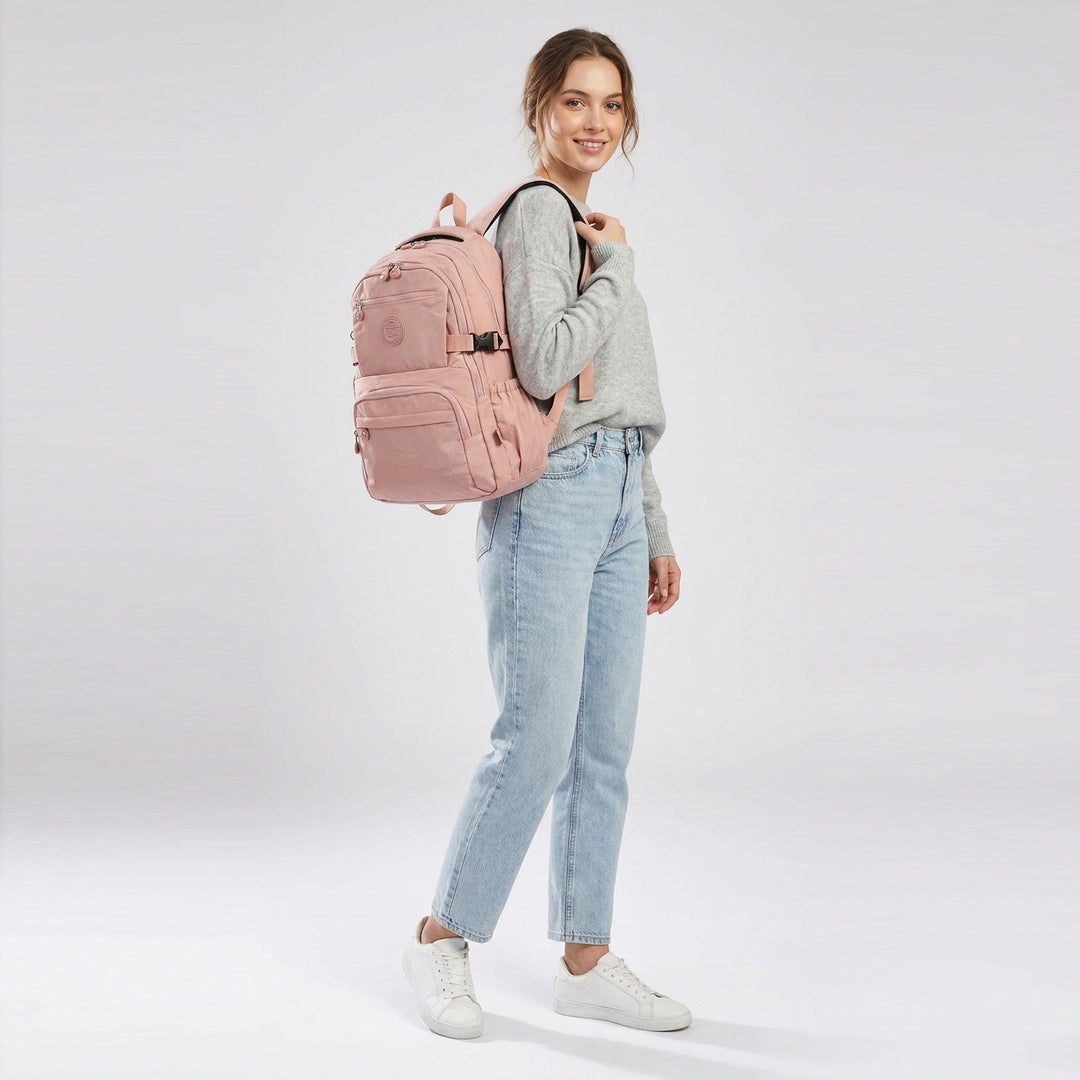 Backpack Lightweight Multiple-Compartment Rucksack with Spacious Storage Casual Use Daypack Colindale Pink