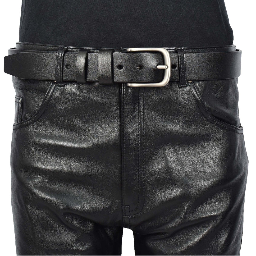 Mens Real Leather Belt Casual Style For Jeans Pants Work Everyday Wear Truro Black-4