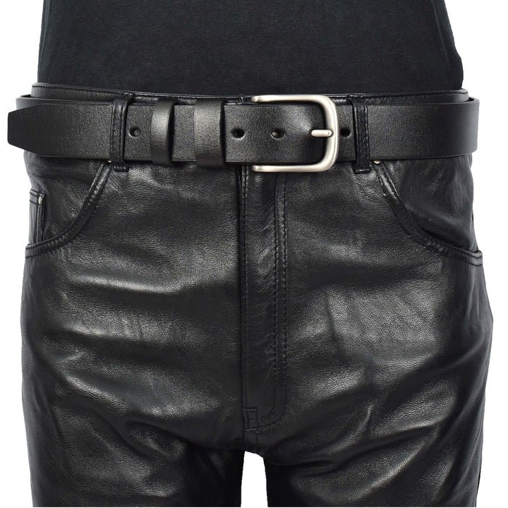 Mens Real Leather Belt Casual Style For Jeans Pants Work Everyday Wear Truro Black-4