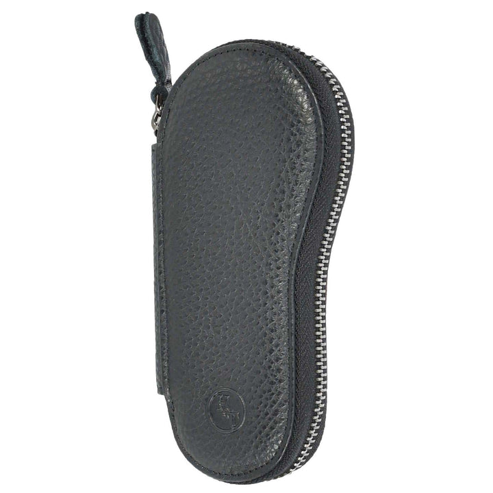 Genuine Leather Key Case Wallet Zip Around Organiser Pouch Vasto Black-3