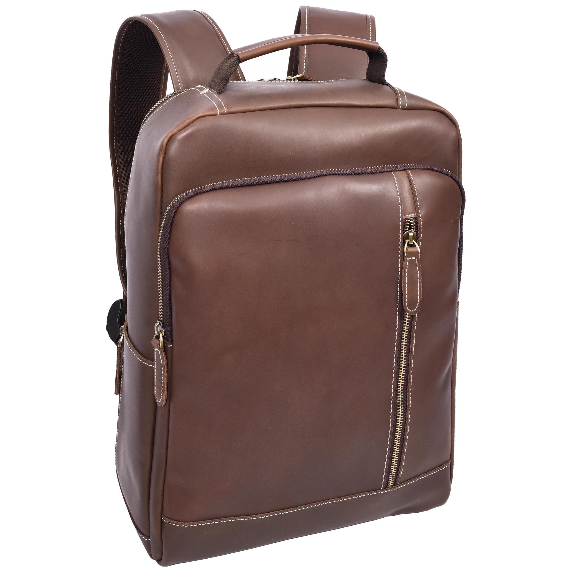 Mens Real Leather Backpack Large Size Laptop Travel Rucksack Cliff Brown Hunter-3