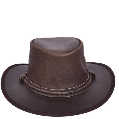 Real Leather Australian Bush Hat Outback Traveller Cowboy Style HL3341 Brown-5