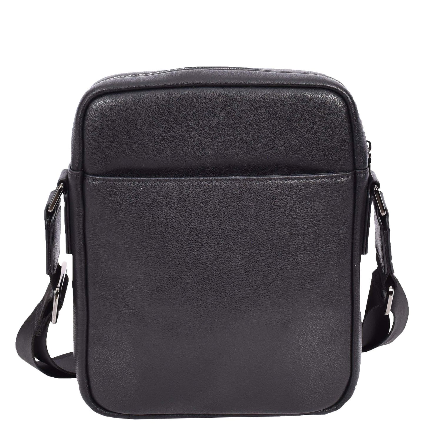 Mens Leather Cross Body Messenger Bag Medium Organiser Travel Pouch Justin Black-2