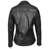 Womens Real Leather Biker Jacket Cross Zip Style Pam Black-2