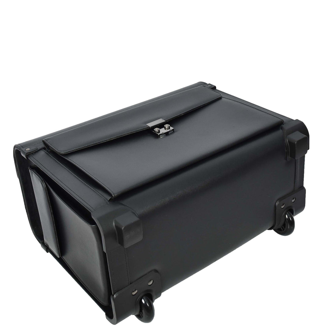 Pilot Case 2 Wheeled Faux Leather Lightweight Business Cabin Travel Bag Toulon Black