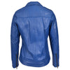 Womens Real Leather Biker Jacket Cross Zip Style Pam Blue-2