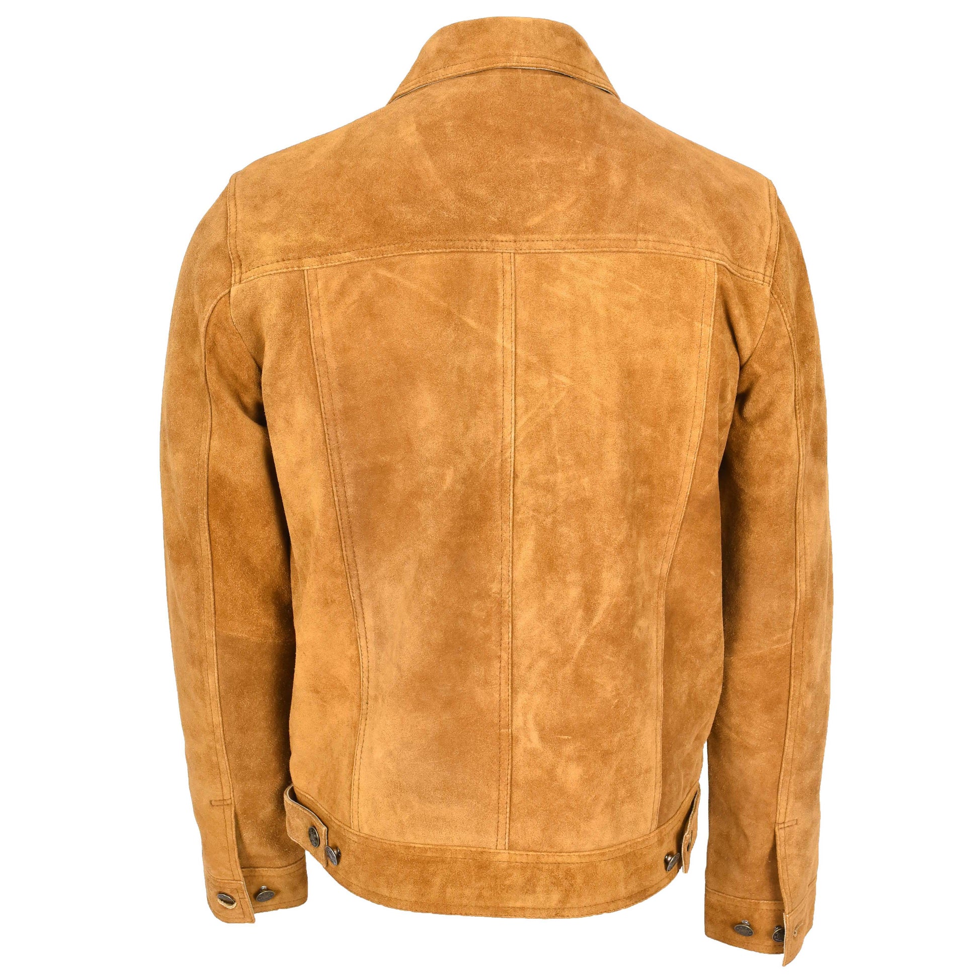 Mens Real Suede Trucker Jacket Lee Rider Style Timmy Tan-2