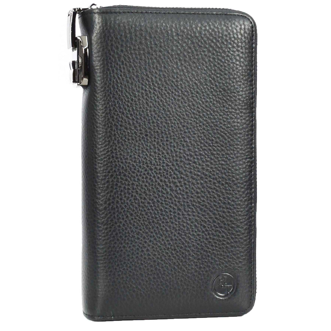 Womens Real Leather Clutch Purse Large Multi Slots Coins Cards Notes Wallet Pavia Black-3