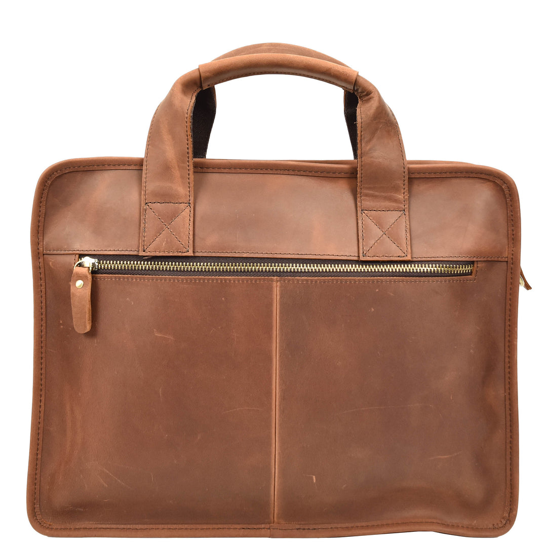 Men's Leather Briefcase Business Work Bag office Messenger Thorne Tan 2