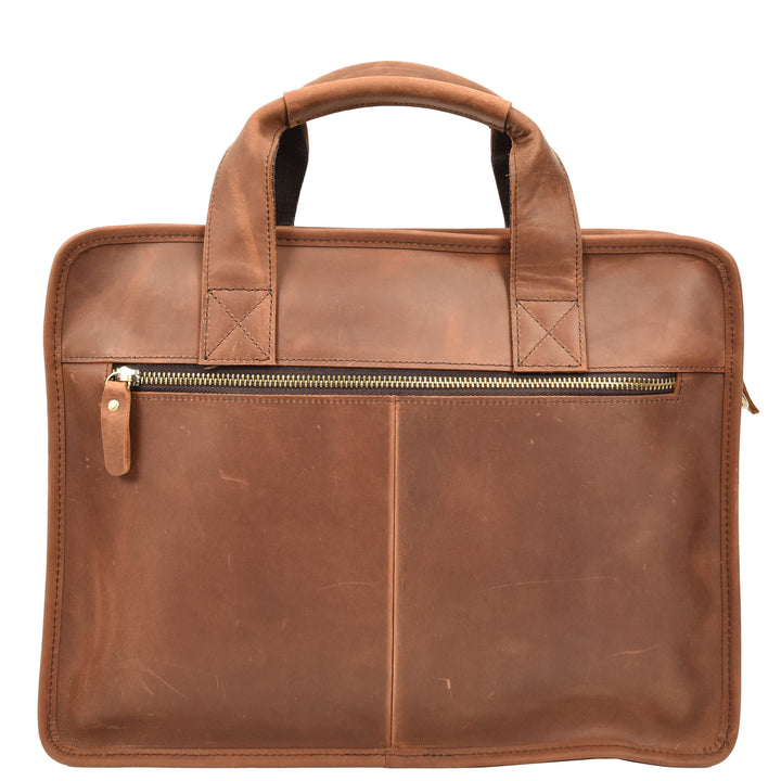 Men's Leather Briefcase Business Work Bag office Messenger Thorne Tan 2