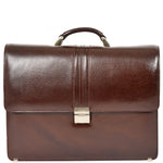 Mens Real Leather Briefcase Classic Bag Organiser CARTER Brown 3