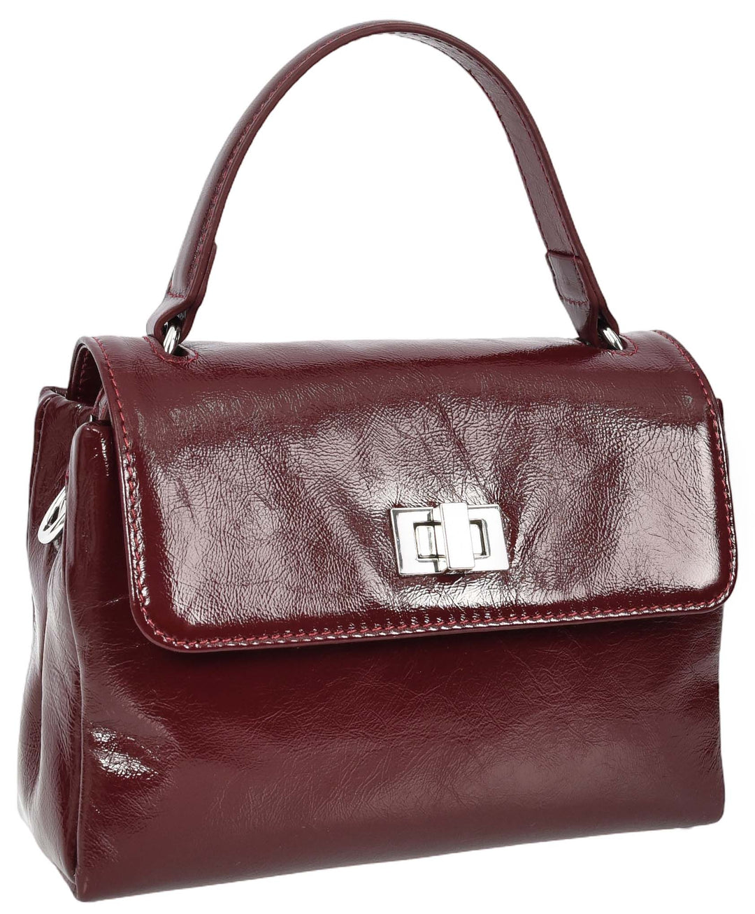 Womens Real Leather Handbag Mini Top-Handle Tote Style Aria Burgundy