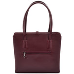 Leather Classic Tote Style Zip Opening Large Shoulder Bag CYNTHIA Burgundy 2