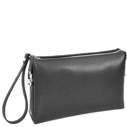 Real Leather Lockable Wrist Bag Thames Black