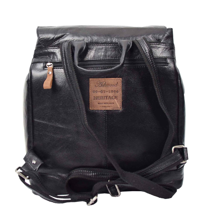 Leather Backpack Rucksack Secure Laptop 15 inch Bag Napoli Black 2