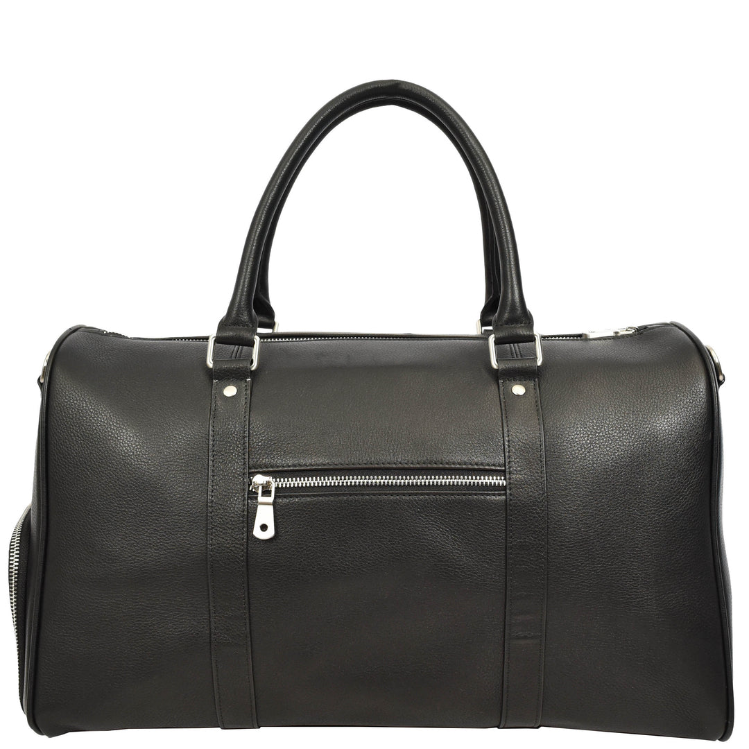 Men's Real Leather Holdall Weekend Duffel Bag Reeve Black 2