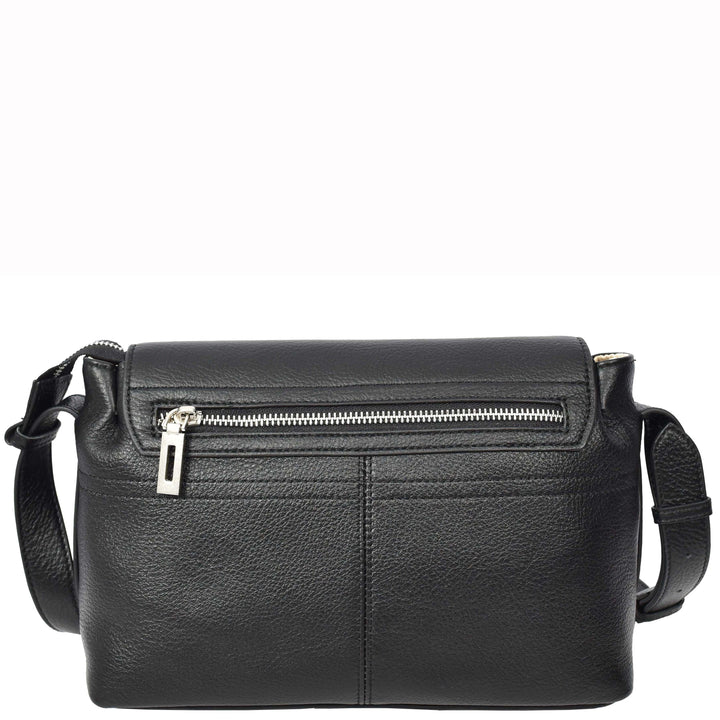 Women's Real Leather Satchel Shoulder Bag Adjustable Strap Renee Black 2