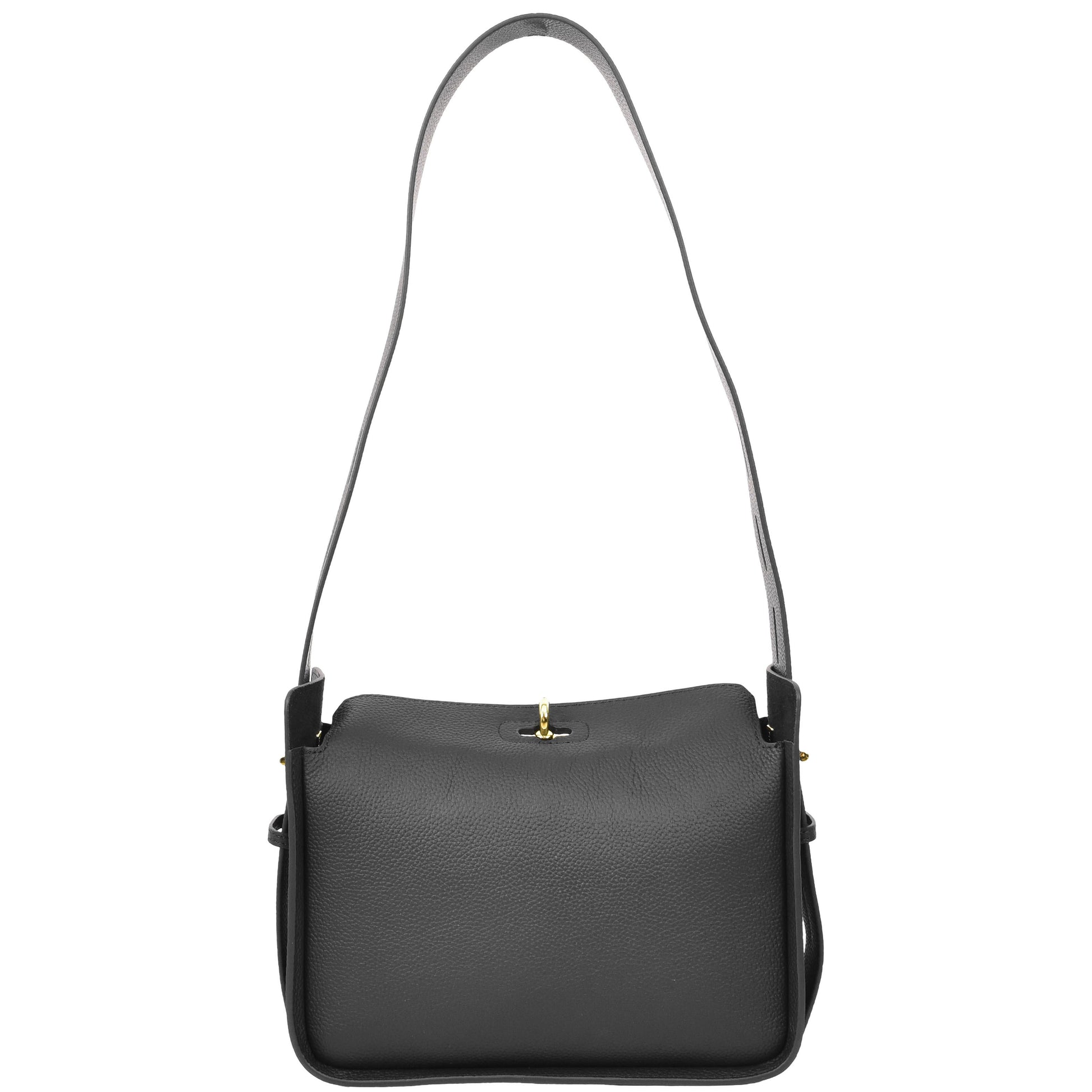 Womens Real Leather Classic Shoulder Bag Penelope Black 1