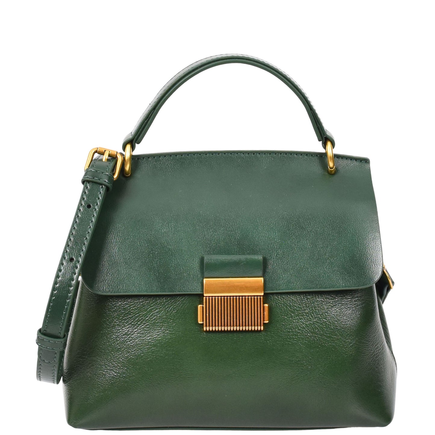 Womens Real Leather Small Handbag Gabriella Green