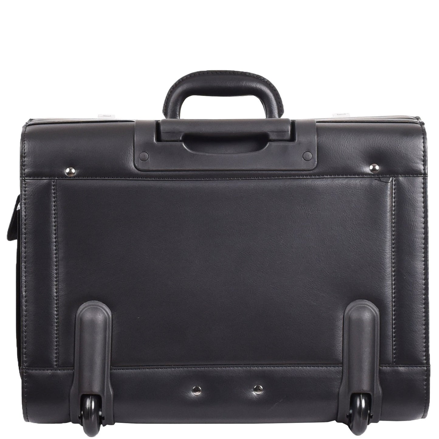 Wheeled Leather Pilot Case Flight Carry on Cabin Bag HOL691 Black 2