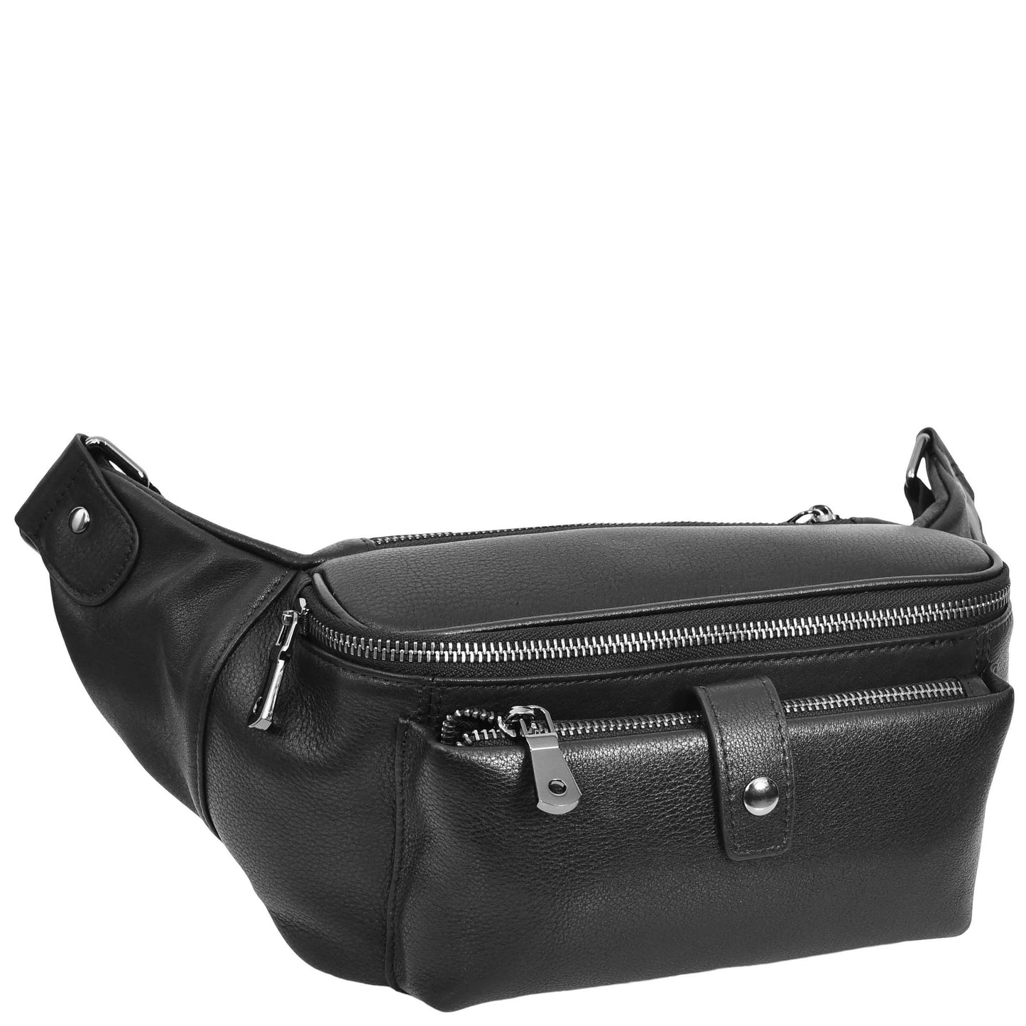 Real Leather Bum Bag Milan Black