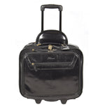 Leather Pilot Case Travel Laptop Bag Wheels HOL15 Black 2