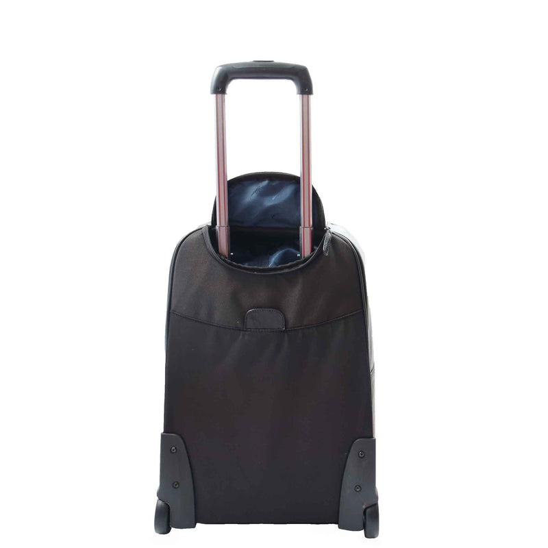 Real Leather Cabin Suitcase Wheeled Trolley Newton Black 2