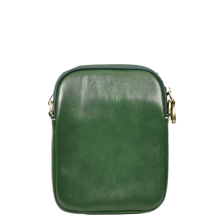 Womens Real Leather Sling Pouch Small Crossbody Bag Isobel Green