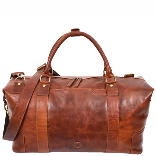 Overnight Weekend Leather Duffle Bag Travel Holdall HOL5002 Cognac 1