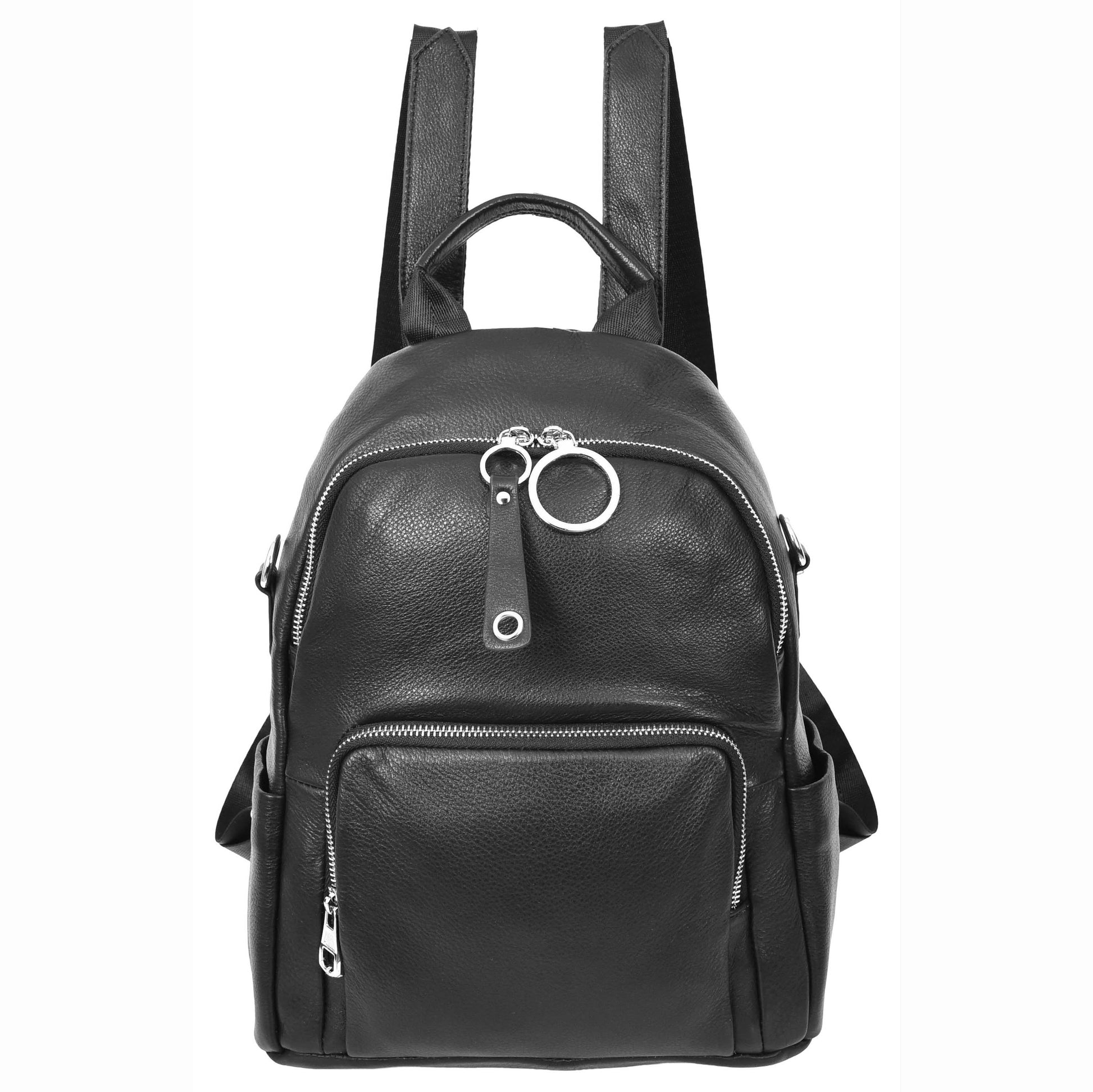 Womens Real Leather Casual Backpack Eliza Black 2