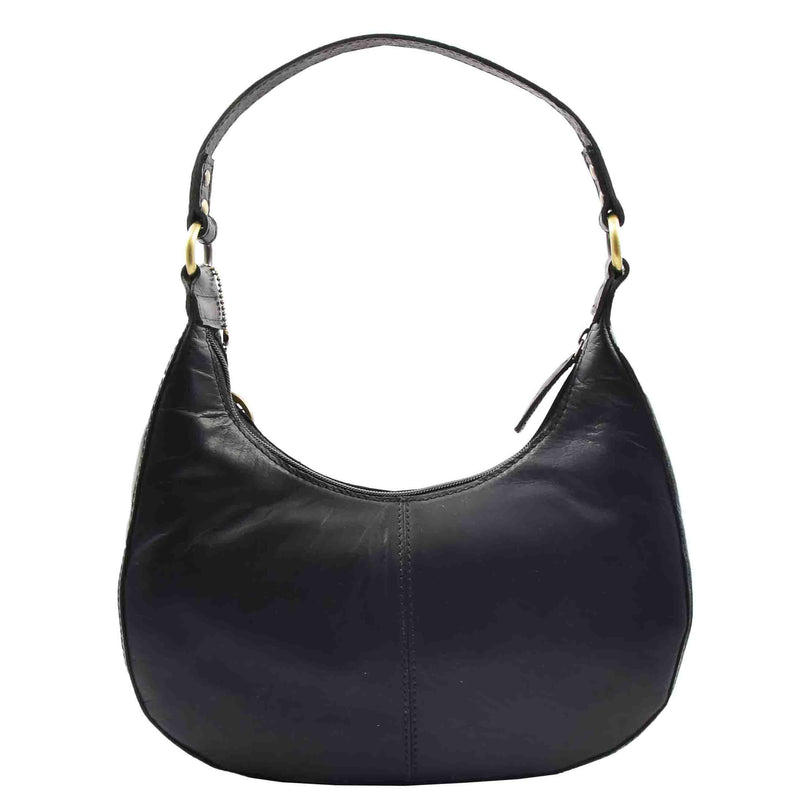 Womens Classic Leather Shoulder Hobo Bag BRUGES Black 2