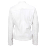 Womens Real Leather Biker Jacket Zip up Casual Connie White 2
