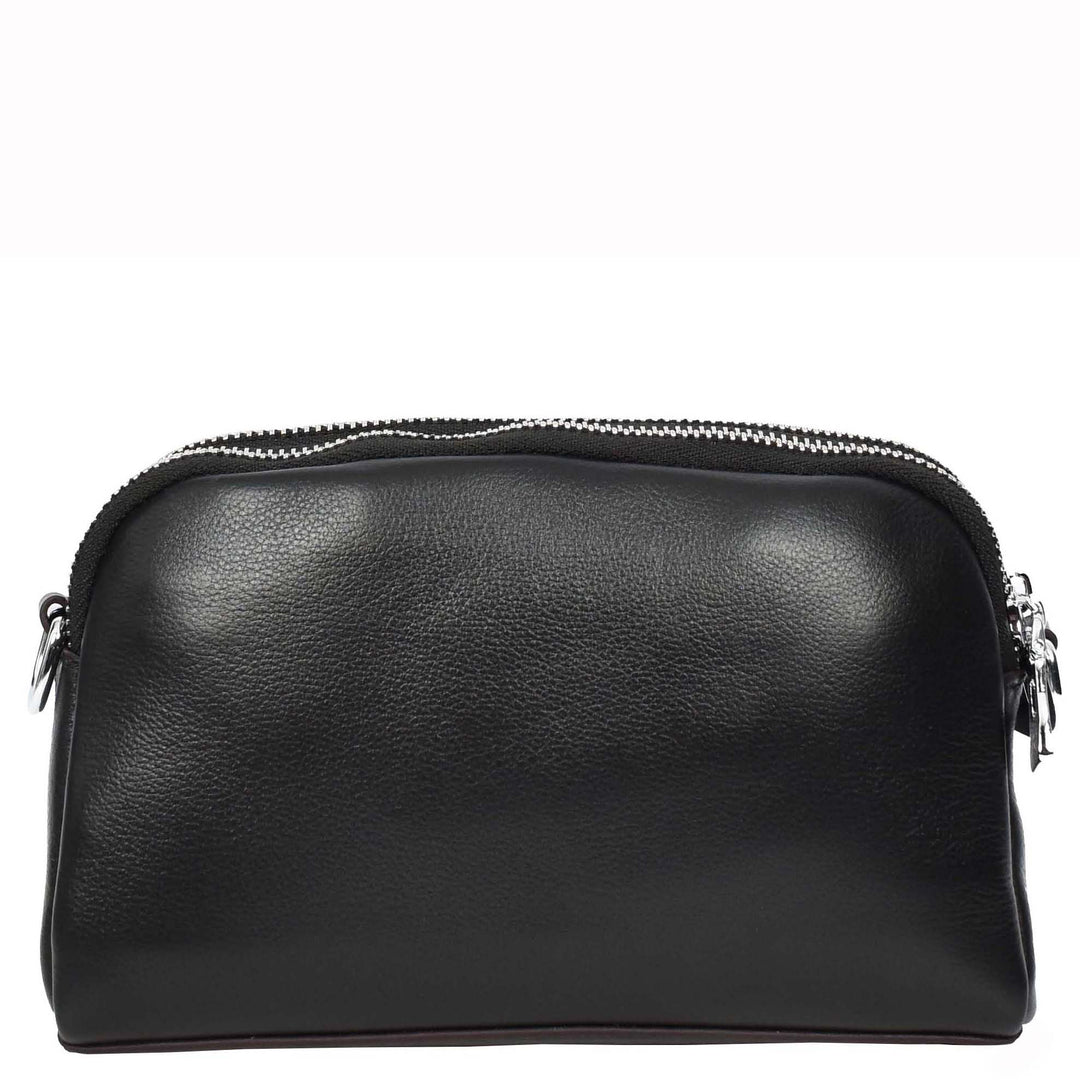 Women's Leather Crossbody Sling Bag Small Exotic Snake-Print Sahara Black