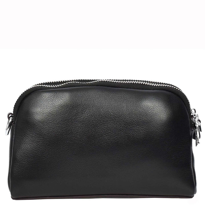 Women's Leather Crossbody Sling Bag Small Exotic Snake-Print Sahara Black