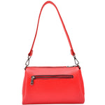Womens Real Leather Shoulder Zip Bag Small Size Handbag Chloe Red 2