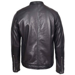 Mens Real Leather Casual Biker Style Jacket Rowan Black 2
