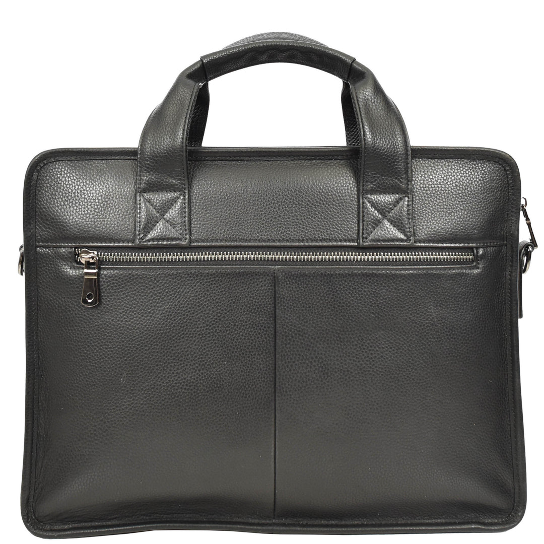 Men's Leather Briefcase Business Work Bag office Messenger Thorne Black 2