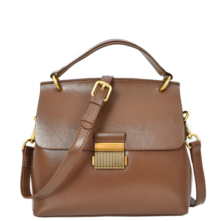 Womens Real Leather Small Handbag Gabriella Khaki