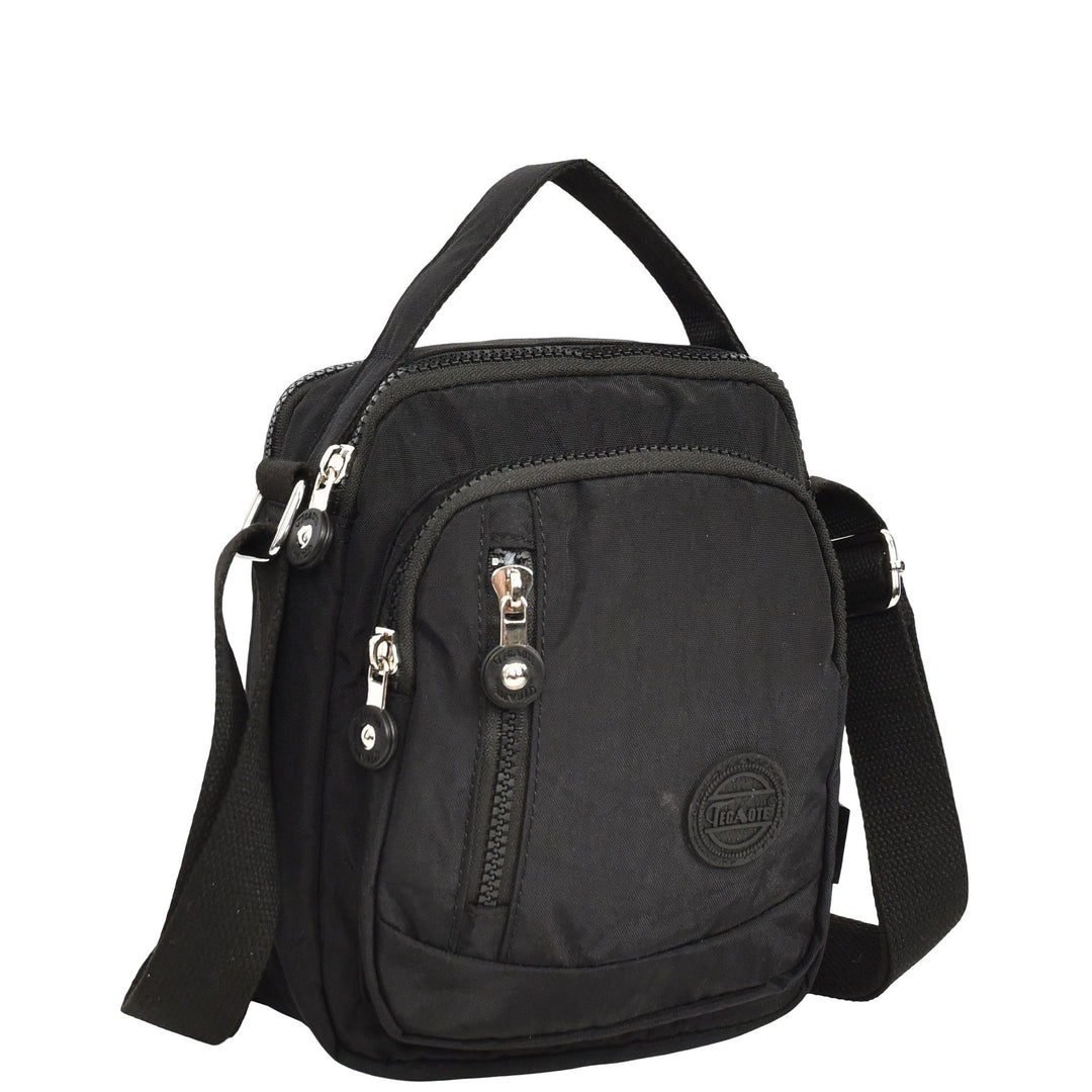 Men's Cross Body Bag Multiple Zip Compartments Lightweight Messenger Bag Shaun Black