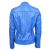 Womens Real Leather Biker Jacket Zip up Casual Connie Blue 2