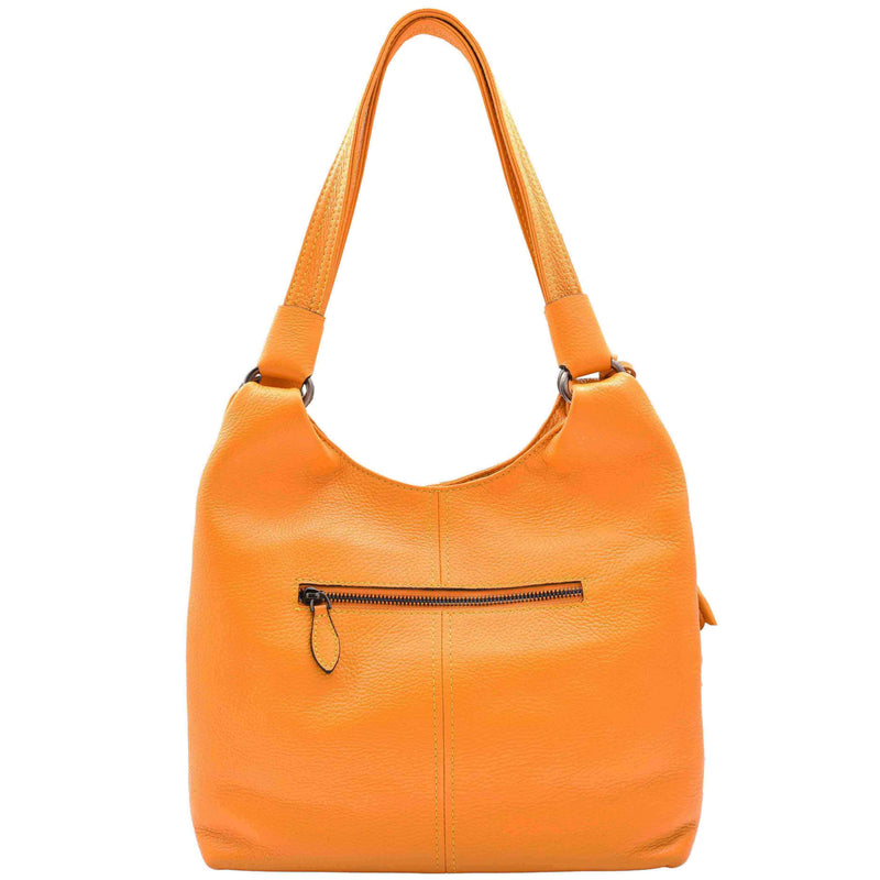 Womens Leather Shoulder Zip Opening Large Hobo Bag Kimberly Yellow 2