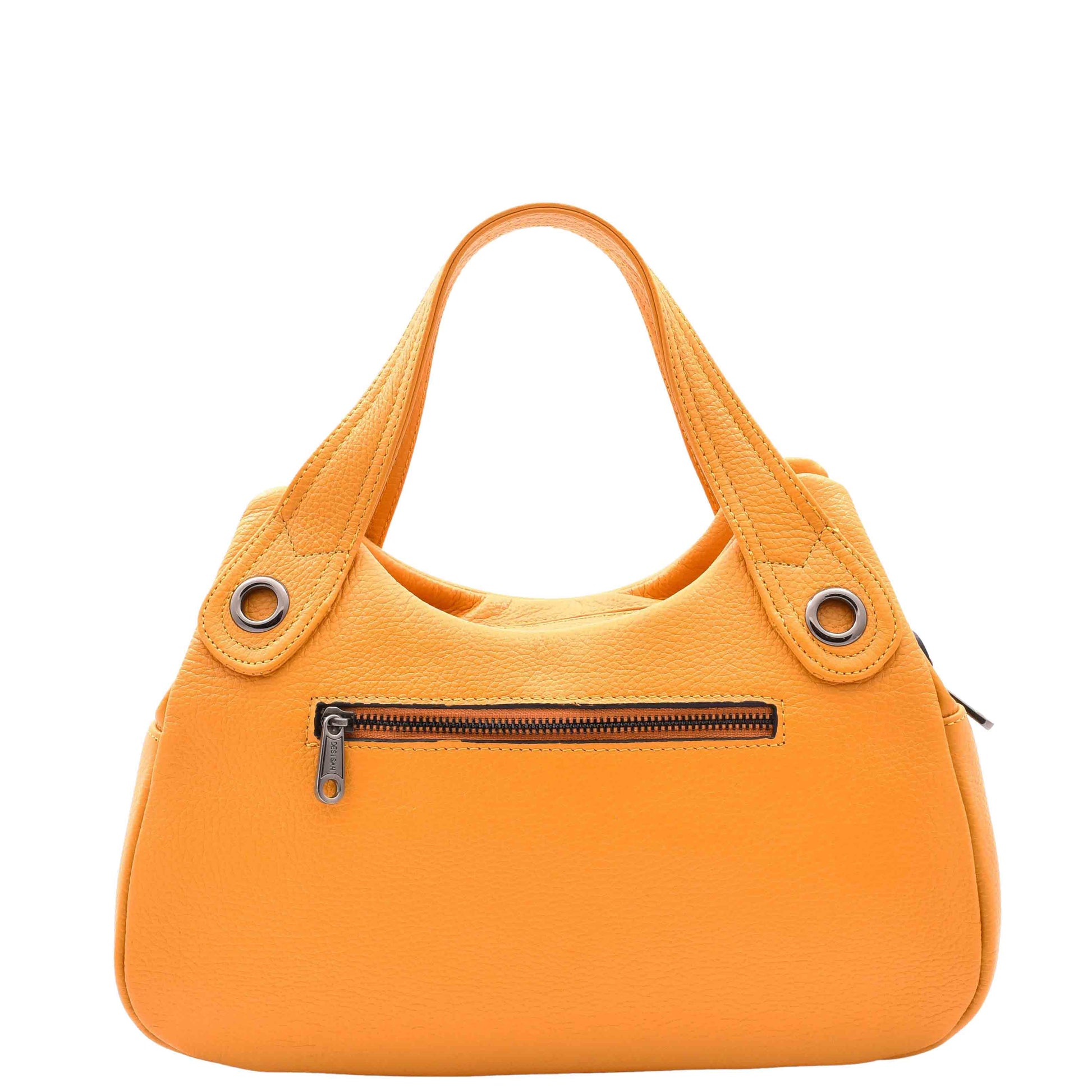 Womens Grained Leather Shoulder Bag Zip Small Size Handbag Daisy Yellow 2