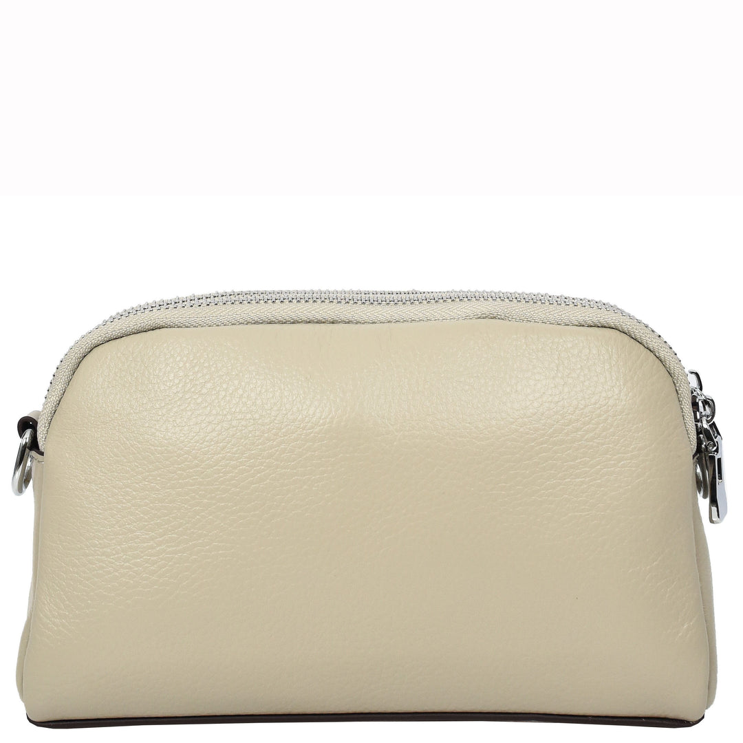 Women's Leather Crossbody Sling Bag Small Exotic Snake-Print Sahara Taupe 2