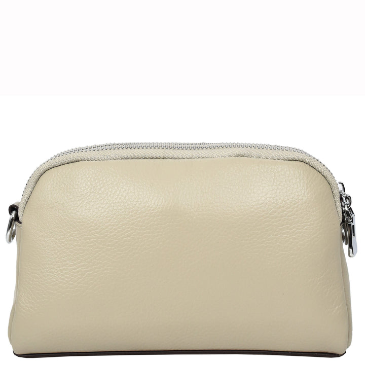 Women's Leather Crossbody Sling Bag Small Exotic Snake-Print Sahara Taupe 2